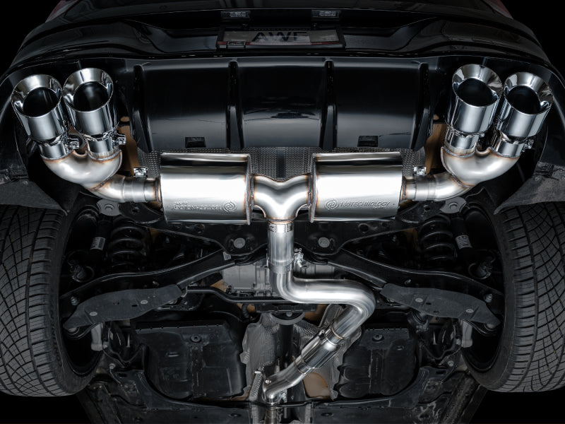 AWE Tuning 3015-42658 - AWE3015-42658 - AWE MK8 Volkswagen Golf R 3in Touring Edition Quad Exhaust - Chrome Silver Tips - Shipped in Europe - Tuningsupply.com