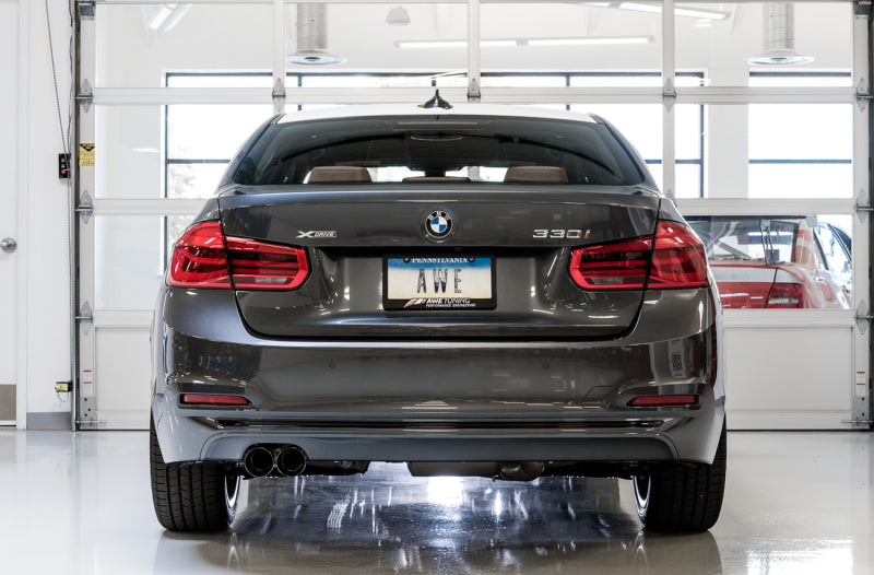 AWE Tuning 3010-23022 - AWE3010-23022 - AWE Tuning BMW F3X 28i / 30i Touring Edition Axle-Back Exhaust Single Side - 80mm Black Tips - Shipped in Europe - Tuningsupply.com