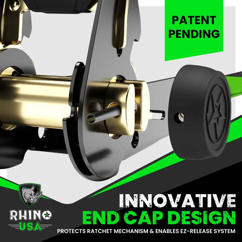 Rhino USA GMG-R1-4PACK - RSAGMG-R1-4PACK - Rhino USA Medium Duty Ratchet Strap Tie-Down 4-Pack (Black) - Shipped in Europe - Tuningsupply.com