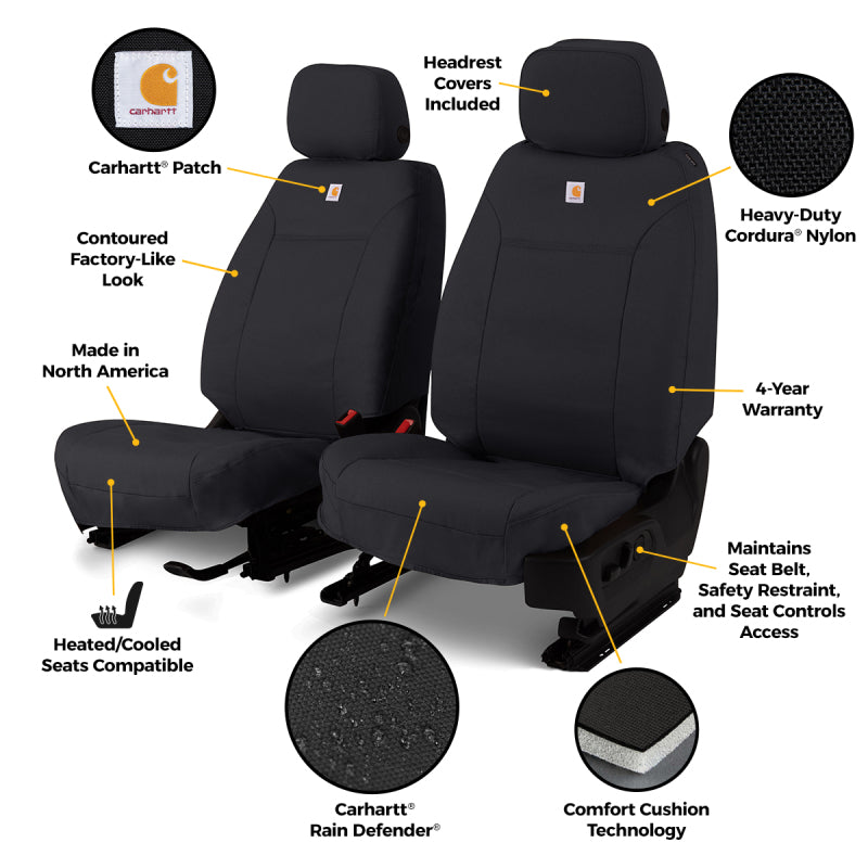 Covercraft GTJ4551ABCOBK - CVRGTJ4551ABCOBK - Covercraft 24-25 Jeep Wrangler Buckets Carhartt Super Dux Precision Fit Custom Front Row Seat Cover - Shipped in Europe - Tuningsupply.com