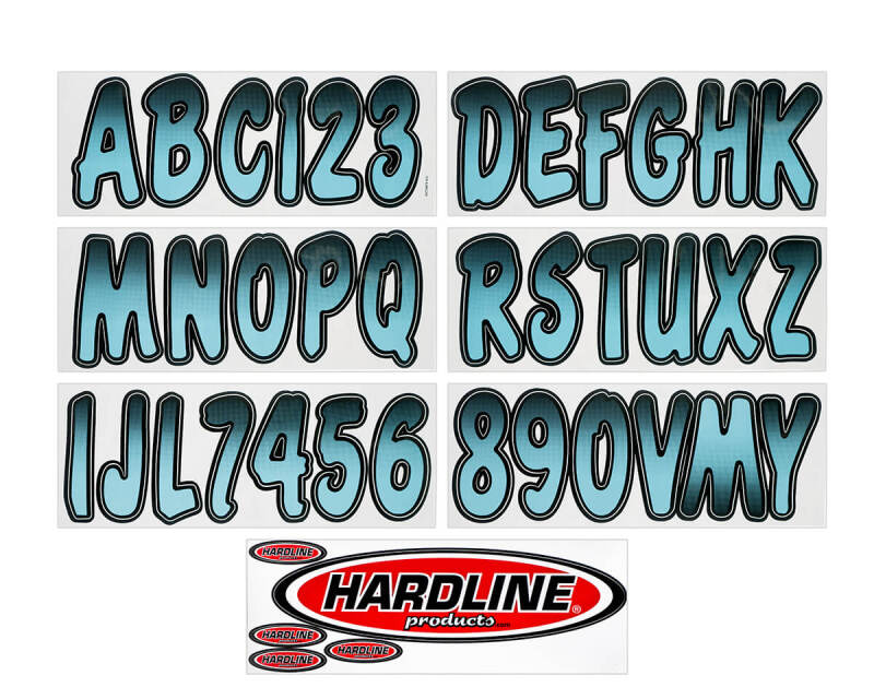Hardline BJBKG200 - HRLBJBKG200 - Hardline Boat Lettering Registration Kit 3 in. - 200 BabyBlue/Black - Shipped in Europe - Tuningsupply.com