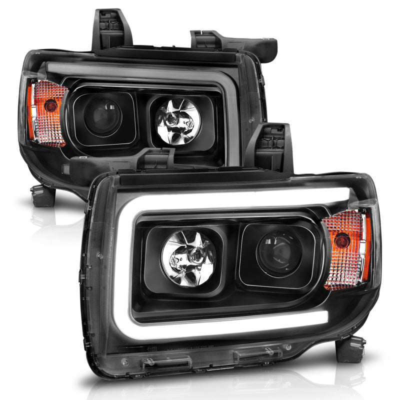 ANZO - ANZ111381 - ANZO 2015+ GMC Canyon Projector Headlights w/ Plank Style Design Black w/ Amber - Shipped in Europe - Tuningsupply.com