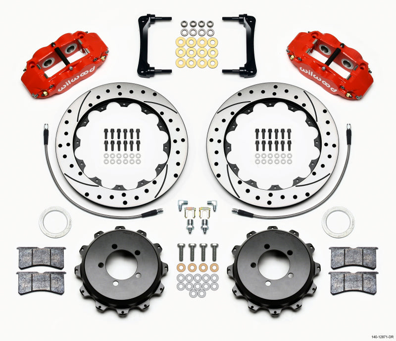 Wilwood 140-12871-DR - WIL140-12871-DR - Wilwood Narrow Superlite 4R Rear Kit 12.88in Drilled Red 2012-Up Toyota / Scion FRS w/Lines - Shipped in Europe - Tuningsupply.com