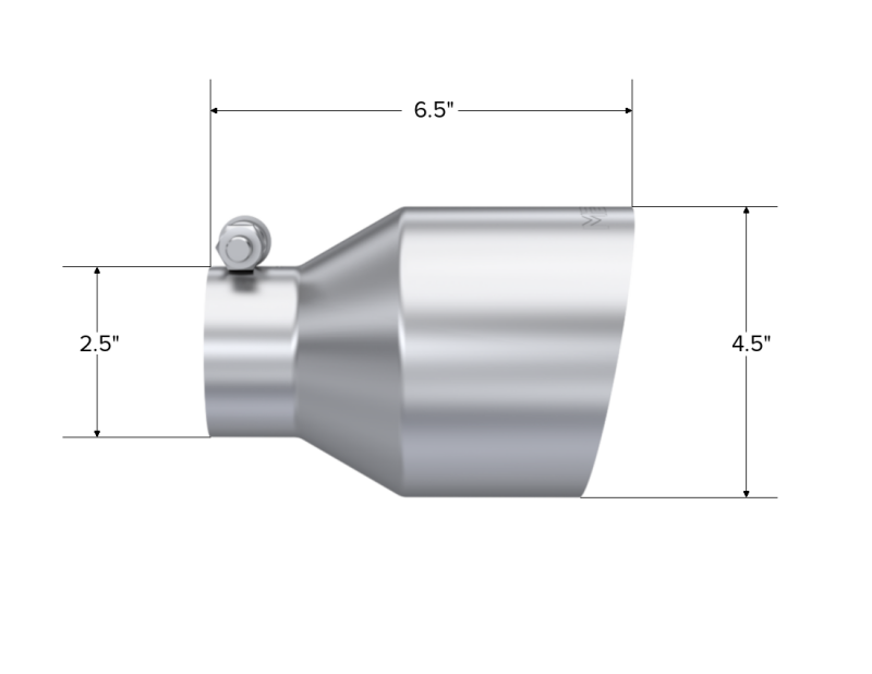 MBRP PT5191 - MBRPT5191 - MBRP Universal Stainless Steel Tip 2.5in ID / 4.5in OD Out / 6.5in Length Angle Cut Single Wall - Shipped in Europe - Tuningsupply.com