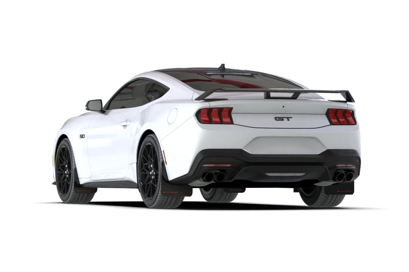 Rally Armor MF126-UR-BLK-MBK - RALMF126-UR-BLK-MBK - Rally Armor 2024+ Ford Mustang Black UR Mud Flap w/ Metallic Black Logo - Shipped in Europe - Tuningsupply.com