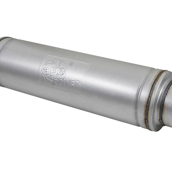 aFe 49M00023 - AFE49M00023 - aFe ATLAS Aluminized Steel Muffler 5in Center/Center 24in L x 7in Diameter - Round Body - Shipped in Europe - Tuningsupply.com