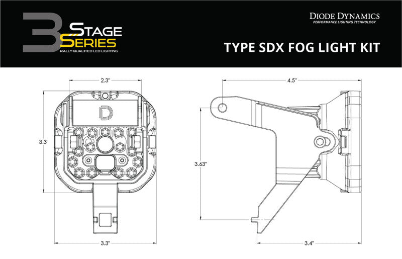 Diode Dynamics DD7106 - DIODD7106 - Diode Dynamics SS3 Pro Type SDX Kit ABL - Yellow SAE Fog - Shipped in Europe - Tuningsupply.com