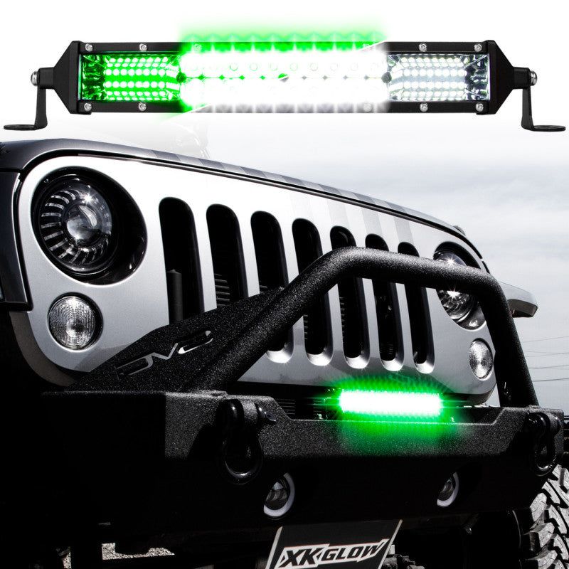 XKGLOW XK063020 - XKGXK063020 - XK Glow 2-in-1 LED Light Bar w/ Pure White and Hunting Green Flood and Spot Work Light 20In - Shipped in Europe - Tuningsupply.com