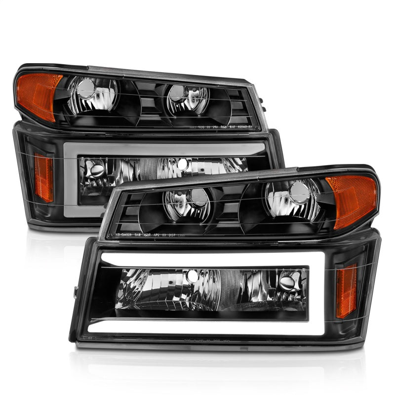 ANZO 111558 - ANZ111558 - ANZO 04-12 GM Colorado/Canyon/I-Series Crystal Headlights - w/ Light Bar Black Housing 4pcs - Shipped in Europe - Tuningsupply.com