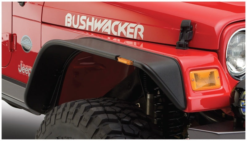 Bushwacker - BUS10920-07 - Bushwacker 97-06 Jeep Wrangler Flat Style Flares 4pc - Black - Shipped in Europe - Tuningsupply.com