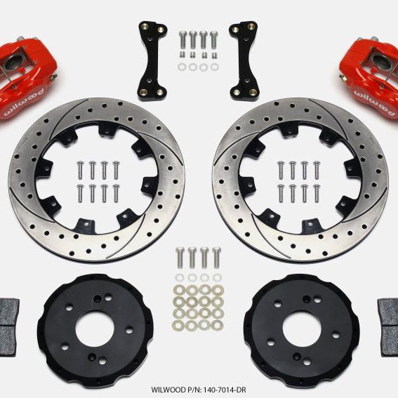 Wilwood 140-7014-DR - WIL140-7014-DR - Wilwood Forged Dynalite Front Hat Kit 12.19in Drilled Red 02-06 Acura RSX-5 Lug - Shipped in Europe - Tuningsupply.com
