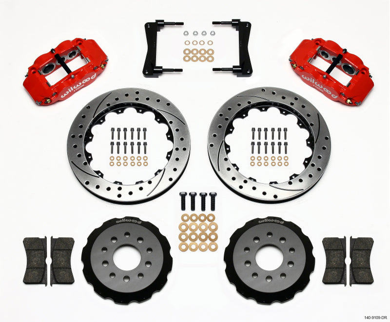 Wilwood 140-9109-DR - WIL140-9109-DR - Wilwood Narrow Superlite 6R Front Hat Kit 13.06in Drill Red 2005-2014 Mustang - Shipped in Europe - Tuningsupply.com