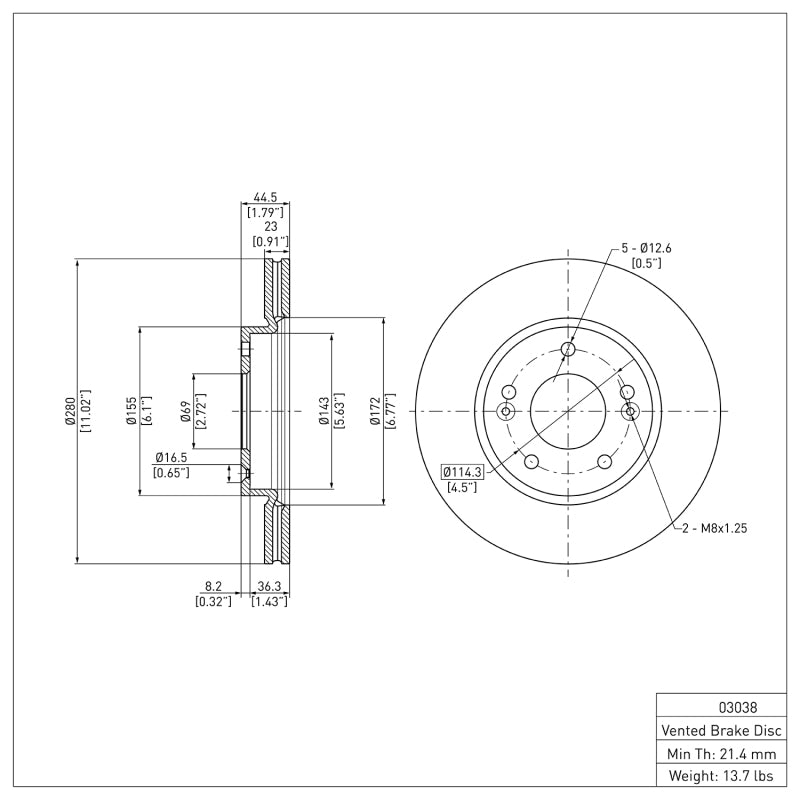 DFC 600-03038 - DFC600-03038 - DFC 18-23 Hyundai Kona Front Brake Rotor - Shipped in Europe - Tuningsupply.com
