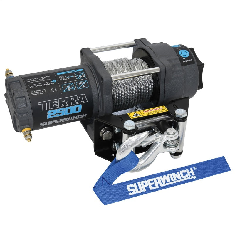 Superwinch 1125260 - SUW1125260 - Superwinch 2500 LBS 12V DC 3/16in x 40ft Steel Rope Terra 2500 Winch - Gray Wrinkle - Shipped in Europe - Tuningsupply.com