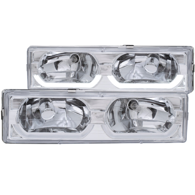ANZO 111300 - ANZ111300 - ANZO 1988-1998 Chevrolet C1500 Crystal Headlights Chrome w/ Low - Brow - Shipped in Europe - Tuningsupply.com
