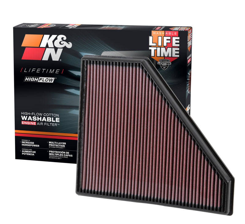 K&N Engineering 33-2496 - KNN33-2496 - K&N Replacement Panel Air Filter 12.313in OS L x 10.313in OS W x 1.188in H for 13-14 Cadillac ATS - Shipped in Europe - Tuningsupply.com