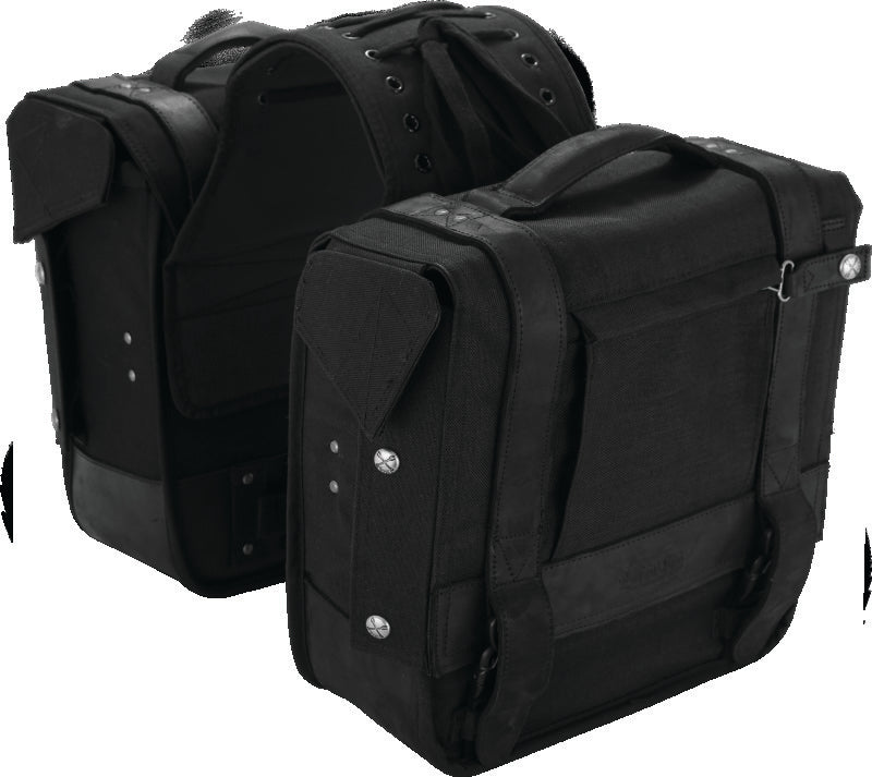 Burly Brand B15-1002B - BURB15-1002B - Burly Brand Throw-over Saddlebag - Black - Shipped in Europe - Tuningsupply.com