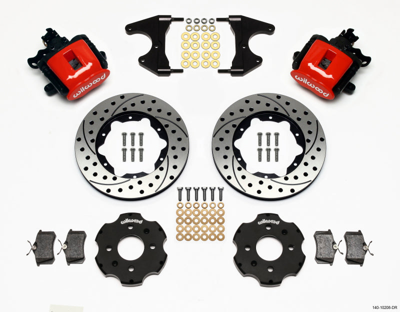 Wilwood 140-10208-DR - WIL140-10208-DR - Wilwood Combination Parking Brake Rear Kit 11.00in Drilled Red Civic / Integra Drum 2.46 Hub Offset - Shipped in Europe - Tuningsupply.com