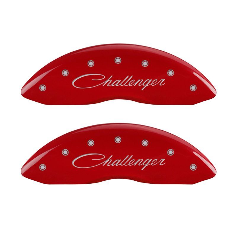 MGP 12181SCLSRD - MGP12181SCLSRD - MGP 4 Caliper Covers Engraved Front & Rear Cursive/Challenger Red finish silver ch - Shipped in Europe - Tuningsupply.com