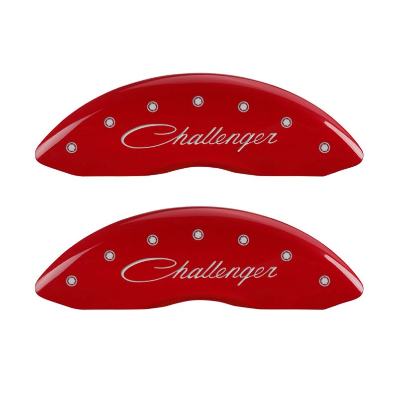 MGP 12162SCLSRD - MGP12162SCLSRD - MGP 4 Caliper Covers Engraved Front & Rear Cursive/Challenger Red finish silver ch - Shipped in Europe - Tuningsupply.com