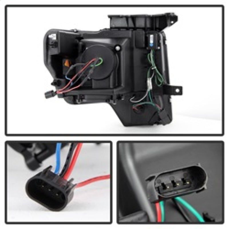 SPYDER 5077592 - SPY5077592 - Spyder Ford F150 09-14 Projector Headlights Halogen Model- Light Bar DRL Blk PRO-YD-FF15009-LBDRL-BK - Shipped in Europe - Tuningsupply.com