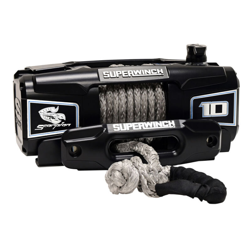 Superwinch 1155401 - SUW1155401 - Superwinch 10000 LBS 12V DC 3/8in x 54ft Synthetic Rope Scorpion 10000SR Winch - Black Powdercoat - Shipped in Europe - Tuningsupply.com