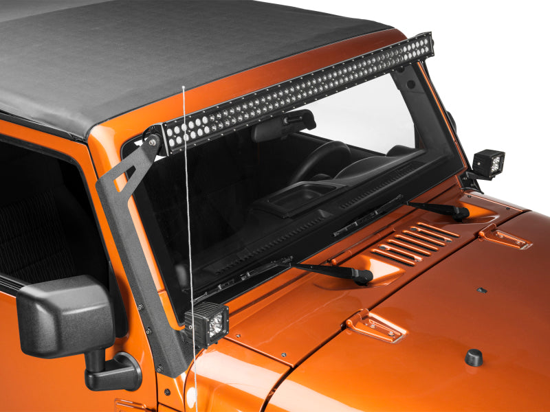 Raxiom J106744 - RAXJ106744 - Raxiom 07-18 Jeep Wrangler JK 50-Inch LED Light Bar Windshield Mount w/ Auxiliary Bracket - Shipped in Europe - Tuningsupply.com