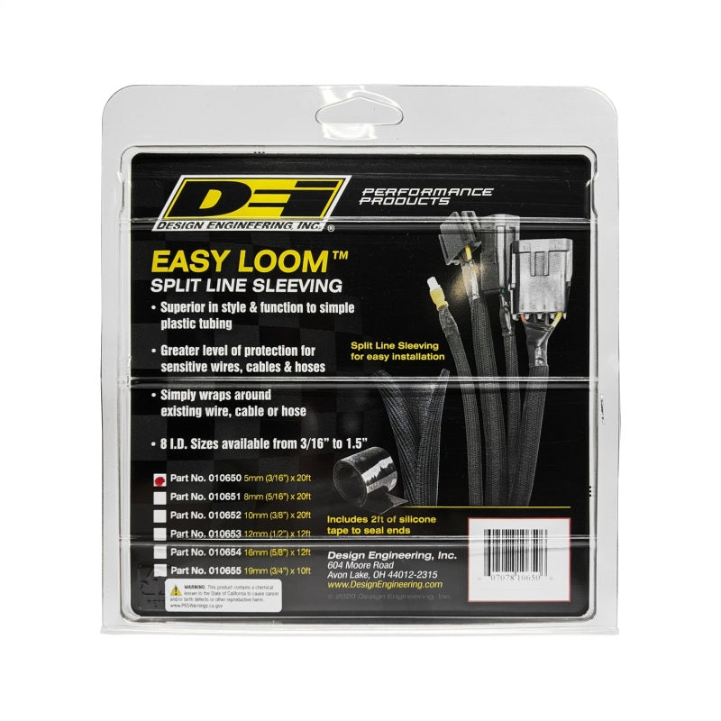 DEI 10650 - DEI10650 - DEI Split Wire Sleeve Easy Loom 5mm-3/16in x 20 Black - Shipped in Europe - Tuningsupply.com