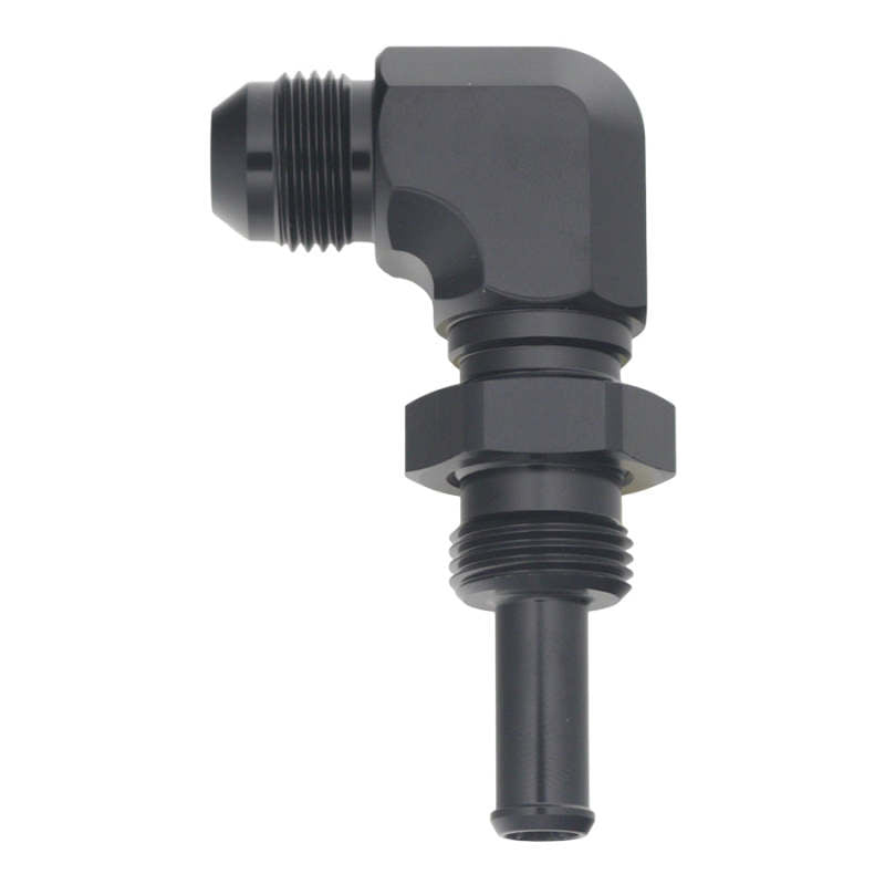 DeatschWerks 6-02-0742-B - DWK6-02-0742-B - DeatschWerks 8AN Male Flare to Straight 3/8in Single Hose Barb - Anodized Matte Black - Shipped in Europe - Tuningsupply.com