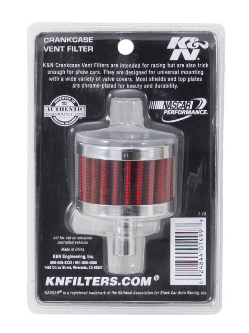 K&N Engineering 62-1015 - KNN62-1015 - K&N Steel Base Chrome Top Crankcase Vent Filter 1/2in. Vent / 2in. OD / 1-1/2in. Height - Shipped in Europe - Tuningsupply.com