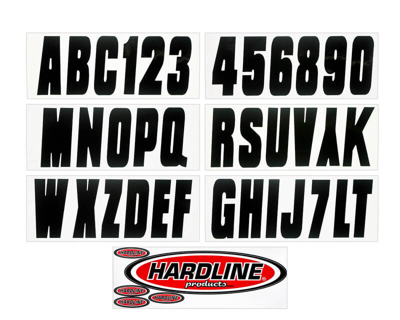 Hardline BLK350EC - HRLBLK350EC - Hardline Boat Lettering Registration Kit 3 in. - 350 Black Solid - Shipped in Europe - Tuningsupply.com