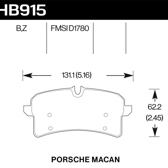 Hawk Performance KHB915B.664 - HAWKHB915B.664 - Hawk 16-18 Porsche Macan HPS 5.0 Street Rear Brake Pads - Shipped in Europe - Tuningsupply.com