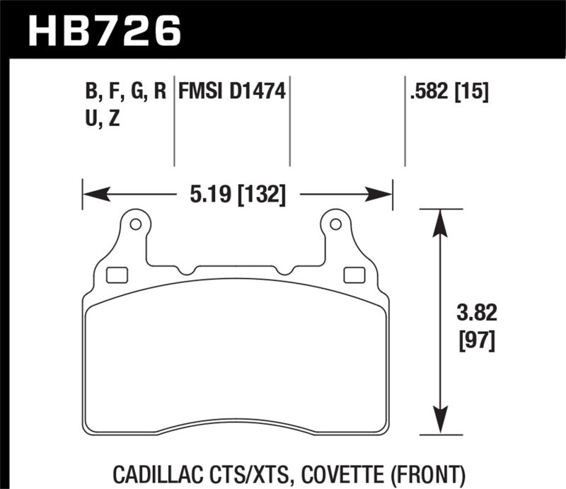 Hawk Performance KHB726G.582 - HAWKHB726G.582 - Hawk 2014 Chevrolet Corvette DTC-60 Front Brake Pads - Shipped in Europe - Tuningsupply.com