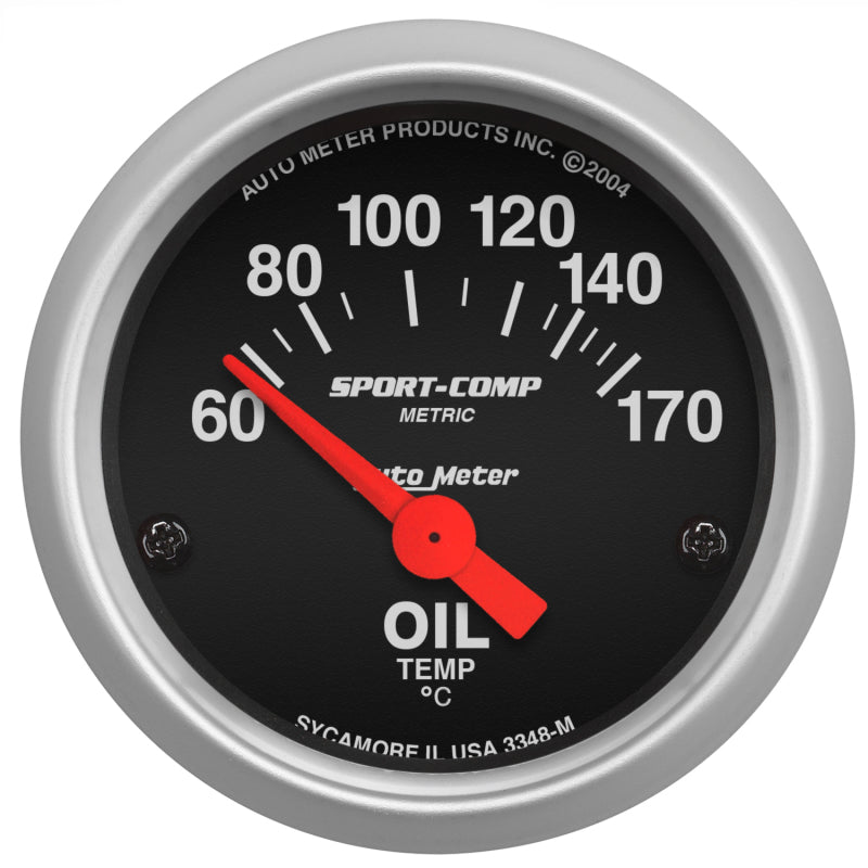AutoMeter 3348-M - ATM3348-M - Autometer Sport-Comp 52mm 60-170 Degree Short Sweep Electronic Oil Temperature Gauge - Shipped in Europe - Tuningsupply.com