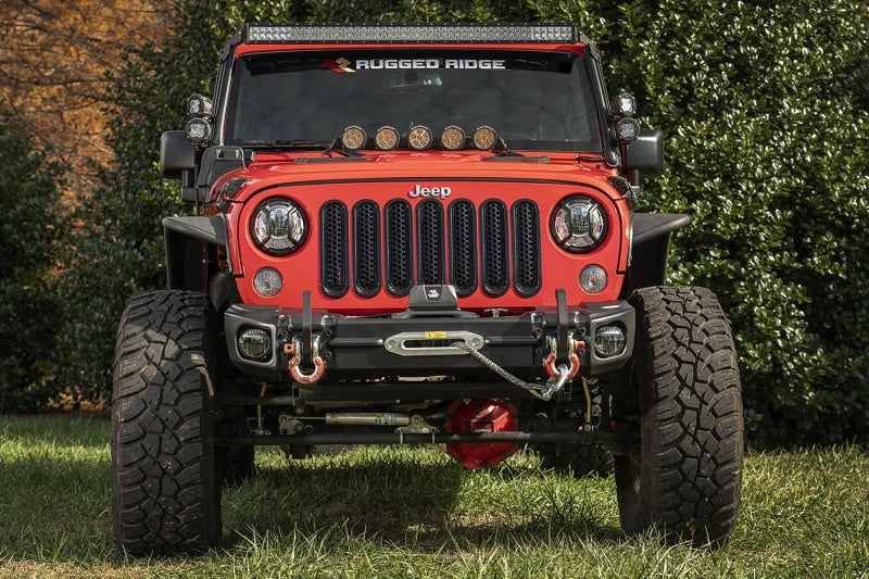 Rugged Ridge - RUG11549.11 - Rugged Ridge 07-18 Jeep Wrangler JK Arcus Front Bumper Set w/Tray & Hooks - Shipped in Europe - Tuningsupply.com