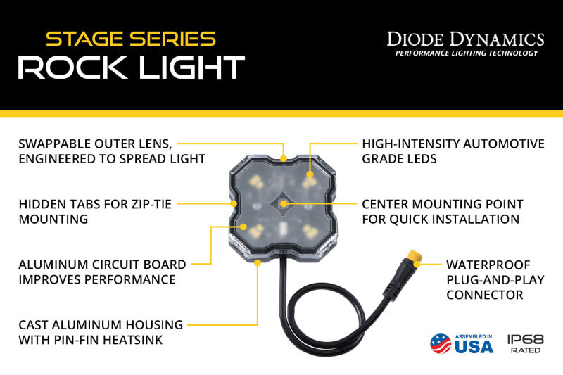 Diode Dynamics DD7740C - DIODD7740C - Diode Dynamics RGBW Rock Light Installer Kit w/Controller (4-pack) - Shipped in Europe - Tuningsupply.com