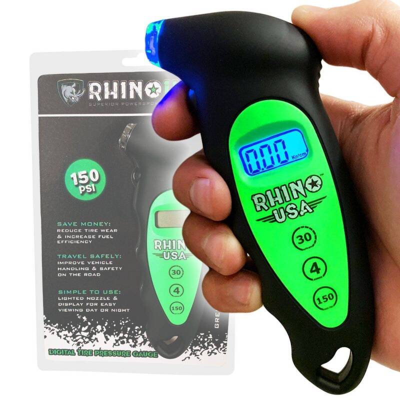 Rhino USA RGAUGE-DIGITAL - RSARGAUGE-DIGITAL - Rhino USA Digital Tire Pressure Gauge 150 Psi (Green) - Shipped in Europe - Tuningsupply.com