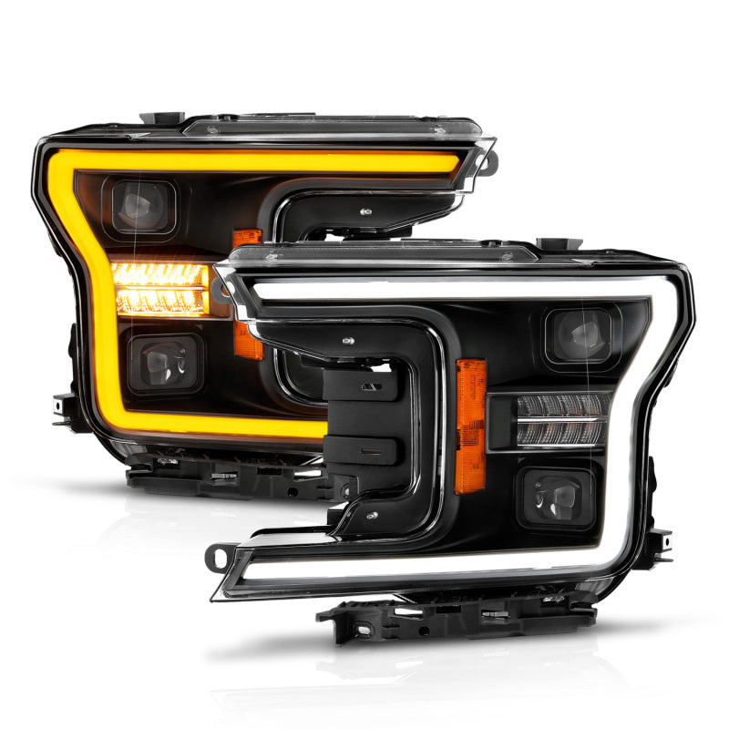 ANZO 111570 - ANZ111570 - ANZO 18-20 Ford F-150 (w/o Fctry LED) Full LED Proj Headlights w/Light Bar Swtchbk Seq. Black w/Init - Shipped in Europe - Tuningsupply.com