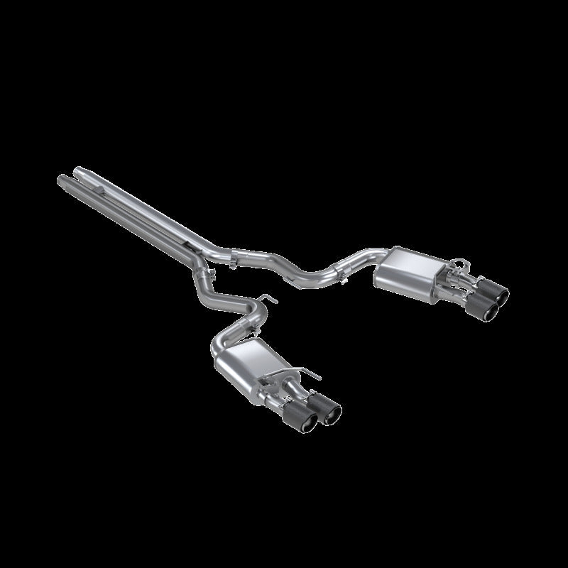 MBRP PS72093CF - MBRPS72093CF - MBRP 18-20 Ford Mustang GT 5.0 w/ Quad Tip Active Exhaust Cat Back Split Rear T304 w/ Carb Fib Tips - Shipped in Europe - Tuningsupply.com
