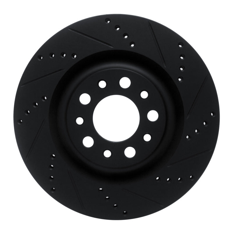 R1 Concepts - RNC633-16013R - R1 2017-2025 Alfa Romeo Stelvio Rear Right Drilled & Slotted Black Brake Rotor - Shipped in Europe - Tuningsupply.com