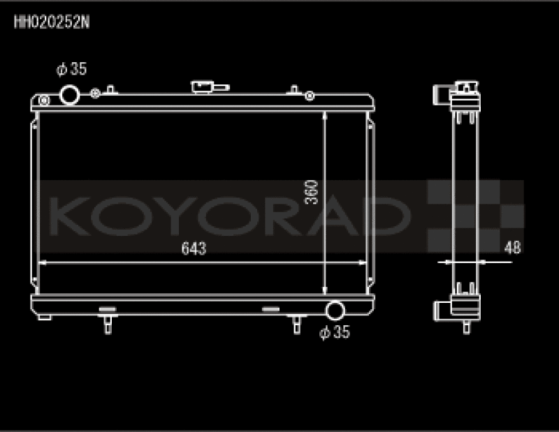 Koyo HH020252N - KOYHH020252N - Koyo 89-94 Nissan 180SX/Silvia S13 SR20DET (MT) N-FLO (Dual Pass) Radiator - Shipped in Europe - Tuningsupply.com