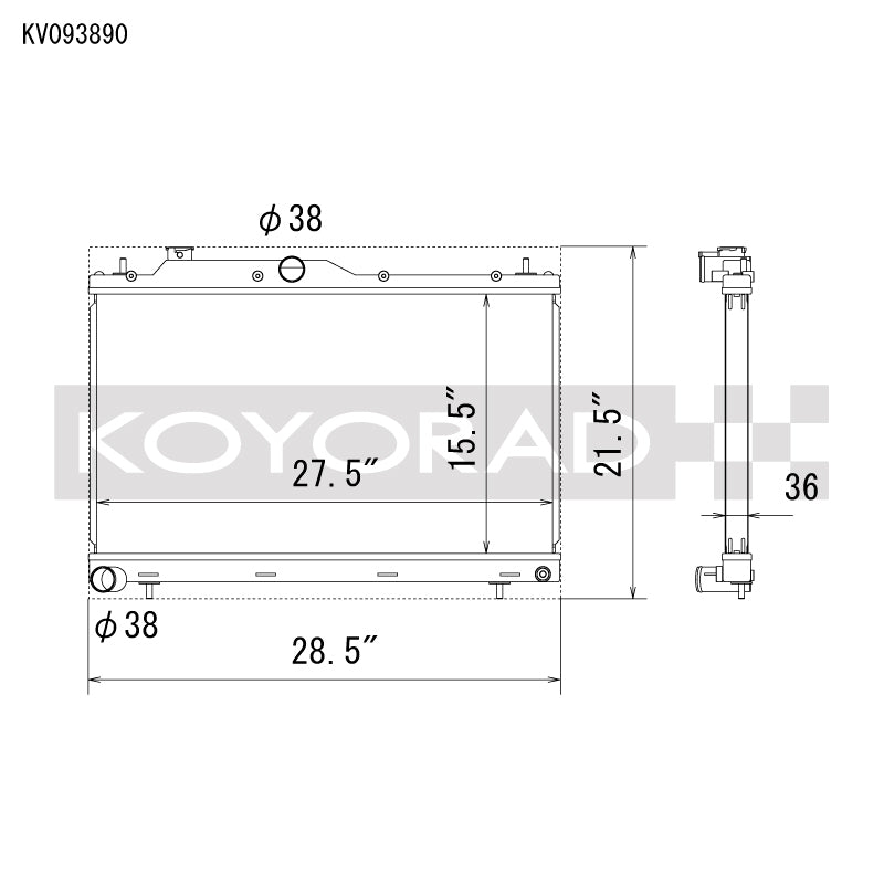 Koyo VH093890 - KOYVH093890 - Koyo 22-25 Subaru WRX All Aluminum Performance Radiator - Shipped in Europe - Tuningsupply.com