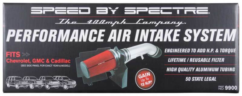 Spectre 9900 - SPE9900 - Spectre 99-07 GM Truck V8-4.8/5.3/6.0L F/I Air Intake Kit - Clear Anodized w/Red Filter - Shipped in Europe - Tuningsupply.com