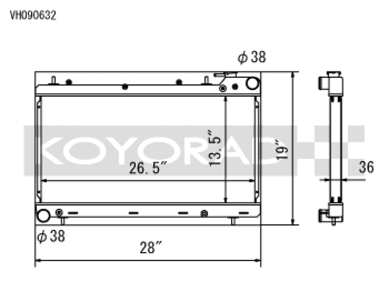 Koyo VH090632 - KOYVH090632 - Koyo 93-98 Subaru Impreza 1.8/2.2L (MT) Radiator - Shipped in Europe - Tuningsupply.com