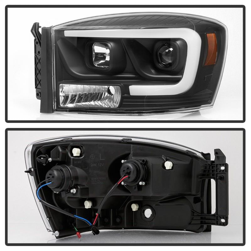 SPYDER 5085306 - SPY5085306 - Spyder Dodge Ram 1500 06-08 V2 Projector Headlights - Light Bar DRL - Black (PRO-YD-DR06V2-LB-BK) - Shipped in Europe - Tuningsupply.com