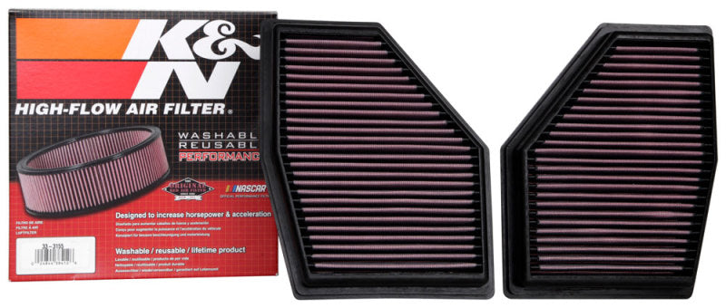 K&N Engineering 33-3155 - KNN33-3155 - K&N 2020 BMW M550i 4.4L V8 Replacement Air Filter (2 Per Box) - Shipped in Europe - Tuningsupply.com