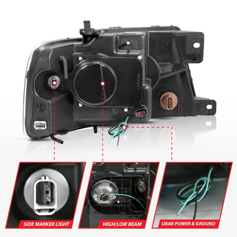 ANZO 111287 - ANZ111287 - ANZO 2004-2008 Ford F-150 Projector Headlights w/ U-Bar Chrome - Shipped in Europe - Tuningsupply.com