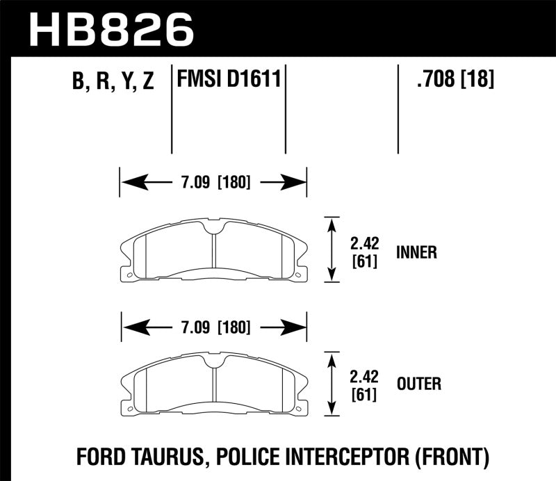 Hawk Performance KHB826B.708 - HAWKHB826B.708 - Hawk 13-16 Ford Taurus SHO / 13-16 Lincoln MKS HPS 5.0 Front Brake Pads - Shipped in Europe - Tuningsupply.com