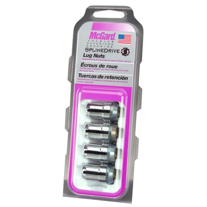 McGard 65357 - MCG65357 - McGard SplineDrive Lug Nut (Cone Seat) M12X1.5 / 1.24in. Length (4-Pack) - Chrome (Req. Tool) - Shipped in Europe - Tuningsupply.com