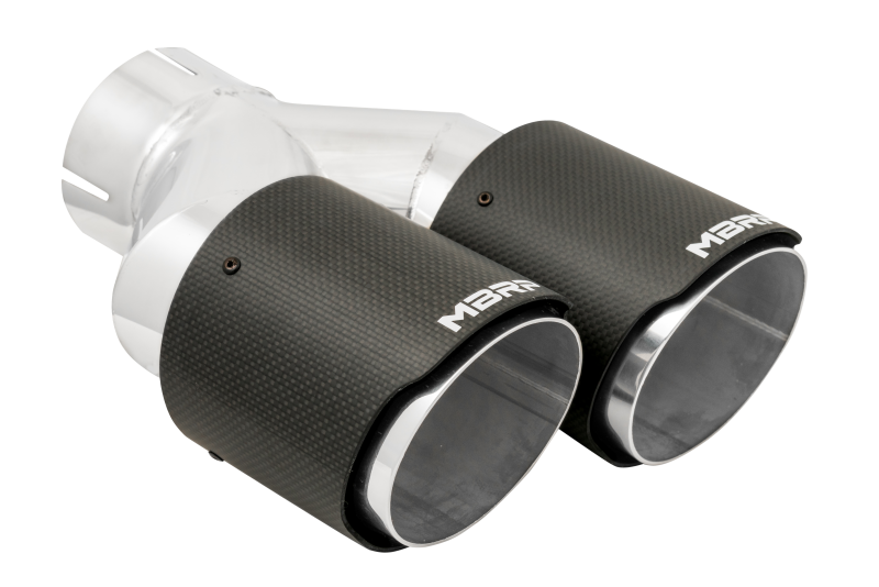 MBRP PT5183CF - MBRPT5183CF - MBRP 3in ID / Dual 4in OD Out Staggered L 9.37in / R 9.87in Dual Wall Carbon Fiber Univ Exhaust Tip - Shipped in Europe - Tuningsupply.com